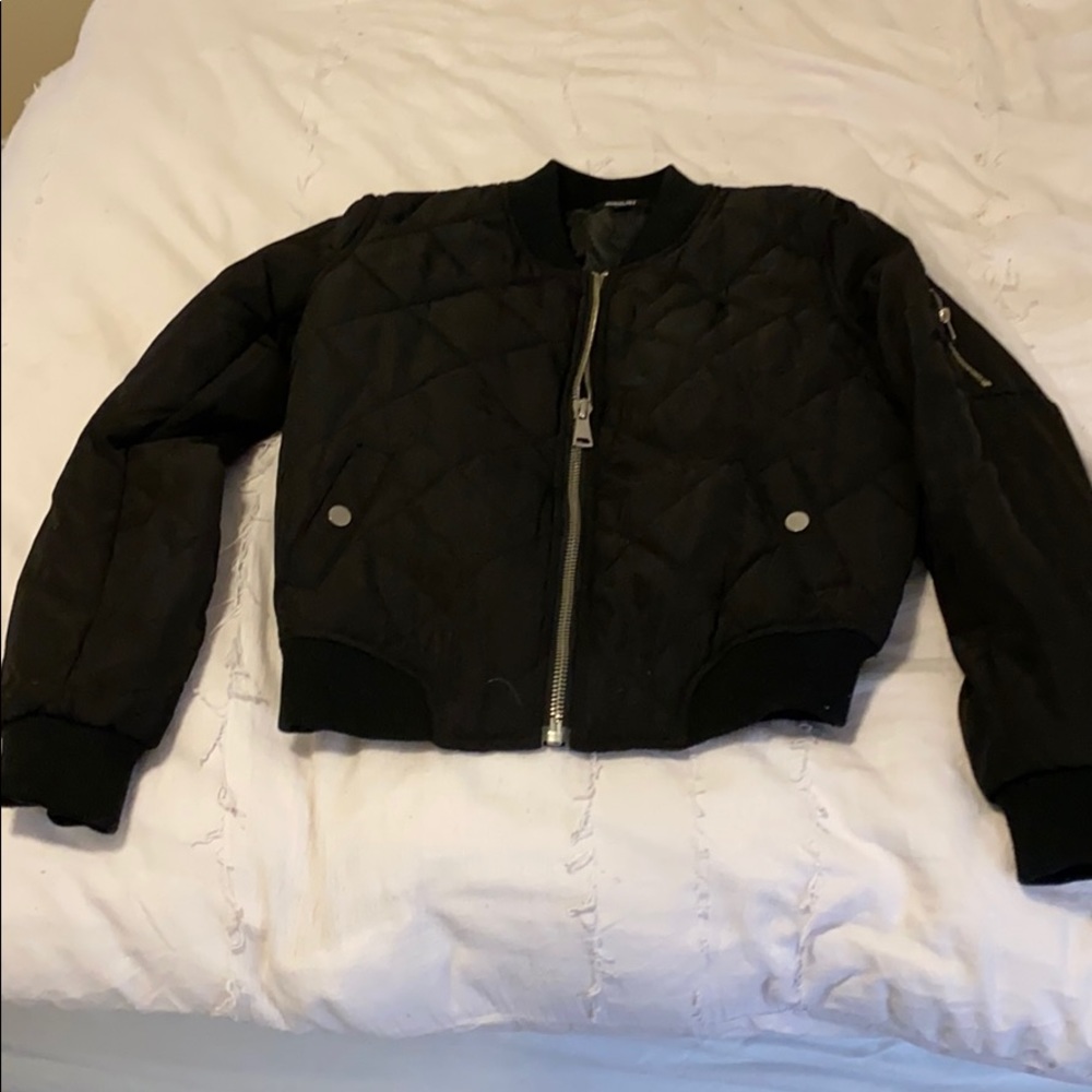 black quilted bomber